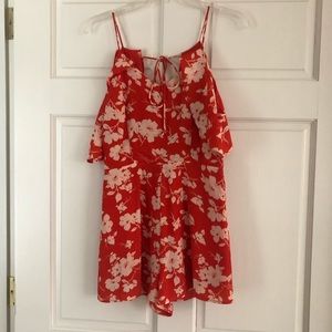 J.O.A red and white floral romper